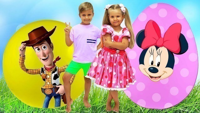 'Diana and new Toy Story with Giant Surprise eggs'