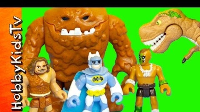 'T-Rex Catapult Caveman! Batman vs Dinosaur Toy Review HobbyKidsTV'