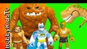 'T-Rex Catapult Caveman! Batman vs Dinosaur Toy Review HobbyKidsTV'