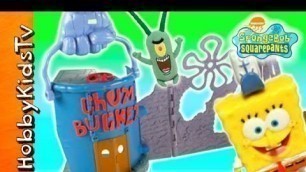 'HobbyKids open Planktons Chum Bucket Launcher and Krusty Crab with SpongeBob!'