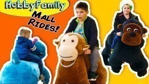'Ride On Animals at Mall! Electric Toy Scooter Mall Rides with HobbyKids HobbyFamilyTV'