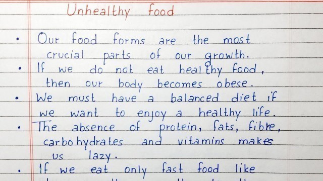 'Write 10 lines on Unhealthy Food | Short Essay | English'
