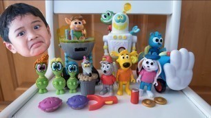 'HobbyKids Adventures Cartoon Toys Mystery Figure set Pie Launcher HobbyPig HobbyBear HobbyFrog'