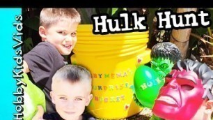 'HULK Hunt Surprise Bucket! HobbyKids Search For Bucket + Hulk Breaks Building by HobbyKidsTV'