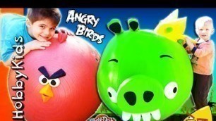 '4 MEGA GIANT EGGS! Angry Birds + Bad Piggies Surprise Trashies Toy and Play-Doh Eggs HobbyKidsTV'