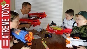 'Parents Vs  Kids Nerf War! Ethan and Cole make the Sneak Attack Squad with Nerf Rivals!'