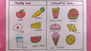 'healthy food and unhealthy food drawing/easy healthy food drawing'