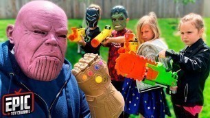 'Nerf Battle: Hero Kidz vs Thanos Pretend Play For Kids'