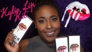'Kylie Lip Kit Lip Swatches + First Impression (WOC) Brown Sugar, Love Bite, True Brown K'