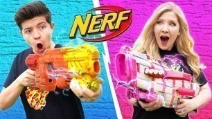 'NERF BLASTER CHALLENGE Boy vs Girl (Learn How to Make Custom NERF Blasters DIY Battle)'