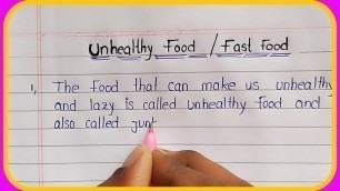 '10 lines essay on Unhealthy food in English | junk food essay | fast food essay | @hashustudies5973'