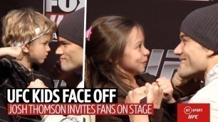 'UFC fighter faces off with young fans! The kid with the headband came to fight 