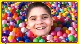 'BALL PIT Party with Cousins and Surprise Toys by HobbyKidsTV'