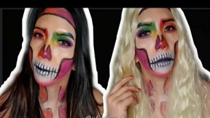 'COLORFUL GRIM REAPER HALLOWEEN MAKEUP LOOK | BLACK OR BLONDE????'