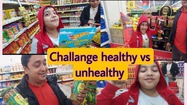 'Kids pretend to play healthy unhealthy food'