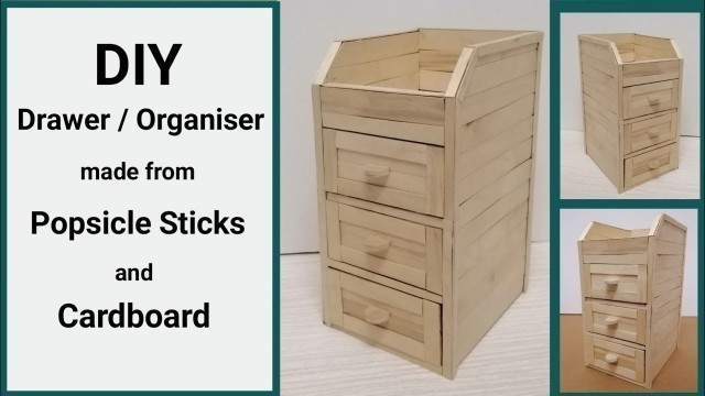 'DIY Drawer Organiser (made from popsicle sticks and cardboard)'