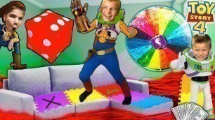 'Giant TOY STORY 4 Board Game IRL! Win Cash + Infinity GAUNTLETS with HobbyKidsTV'