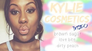 'Kylie Cosmetics BROWN SUGAR – LOVE BITE – DIRTY PEACH LIP KIT INSPO TUTORIAL'