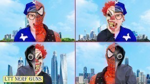 'Spiderman X-Shot Nerf Guns Fight Against Criminal Group Destroy Killer Clown  + More Stories'