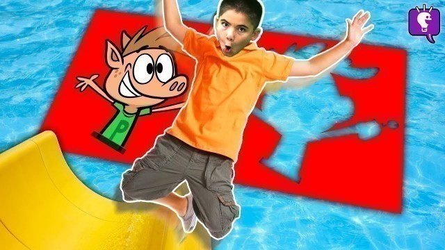 'Water Sliding Through Impossible CARTOON Shapes! Challenge by HobbyKidsTV'