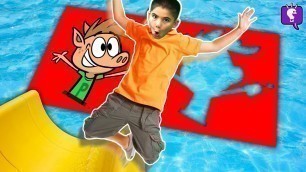 'Water Sliding Through Impossible CARTOON Shapes! Challenge by HobbyKidsTV'