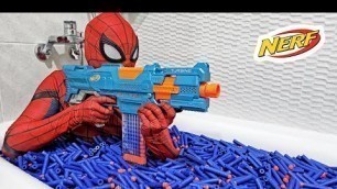 'Spider Man Nerf Gun 10,000 Bullets shower ( Live Action Nerf First Person Shooter )'