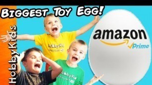 'Giant AMAZON TOYS Surprise Egg full of Toys with HobbyKids'