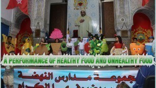 'A performance of healthy food and unhealthy food'