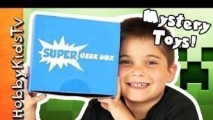 'Super Geek Box! Surprise Toys Minecraft, Avengers Adventure Time  HobbyKidsTV'
