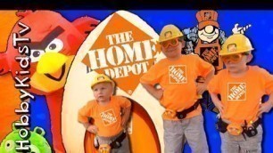 'Giant HOME DEPOT Egg Full of Surprise Toys! HobbyKids Shoot Ball Launchers'