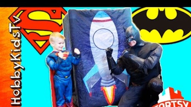 'Giant Fortsy Surprise Egg Battle! Batman and Superman Want the HobbyKids Toys'