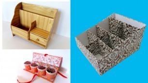 '3 DIY Storage Organizer Ideas ||  Cardboard Crafts إعادة تدوير الكرتون'