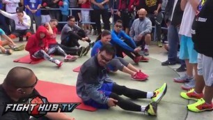'Manny Pacquiao 4/23/15 FULL MORNING WORKOUT video- 9 days : Mayweather vs  Pacquiao'