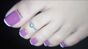 'Purple Nude French Pedicure Nail Art- Dark Nude Toe Nail Art Tutorial | Rose Pearl'