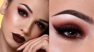 'DARK BROWN FALL MAKEUP TUTORIAL | Sultry Smokey Eye & Dark Lips'