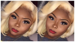 'Makeup Tutorial with a Classic Red Lip | Black Women ft. Eva Hair Wigs'
