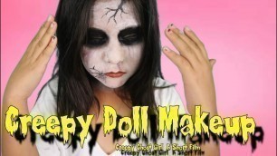 'Creepy Doll Makeup for kids (Easy) | Cracked Doll kids makeup | Creepy Ghost Girl Short Film'