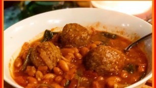 '• DANIEL FAST RECIPE- White Bean & Spinach Soup• Vegan Meatballs•'