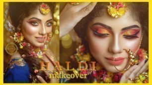 Indian Bridal Haldi Airbrush Makeover  | Makeup Artist Shreya Rimi | LOukik Das Photography |