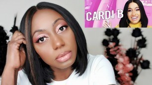 'Cardi B Carpool Karaoke Inspired Pink Eye Makeup | Dark Skin Tutorial'
