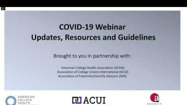 COVID-19 Webinar: Updates, Resources and Guidelines, March 18, 2020