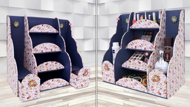 'DIY Makeup Organizer Idea From Waste Cardboard !!! Handmade Things'