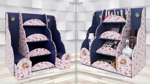 'DIY Makeup Organizer Idea From Waste Cardboard !!! Handmade Things'