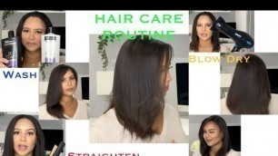 'How To Wash, Blow Dry, Straighten Hair | Healthy Relaxed Hair Care Routine | Best Products'