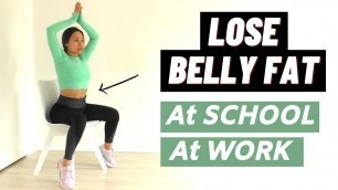 Lose belly fat SITTING, EASY lower ab workout at school or at work, beginner friendly