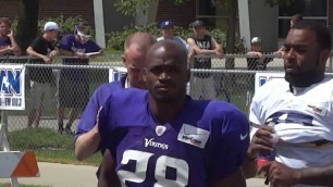 Adrian Peterson Entering Vikings Training Camp Practice - iFolloSports.com