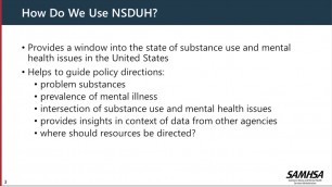SAMHSA's 2017 National Survey on Drug Use and Health- Recorded Presentation