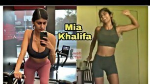 'Mia Khalifa Hot Workout Wardrobe Bikini DownBlouse Videos Songs Scenes Movies'