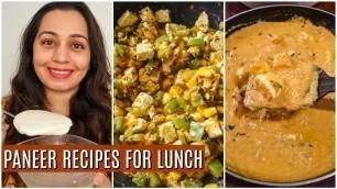 '3 Indian Lunch Ideas with Paneer | Paneer recipes  | Making paneer at home'