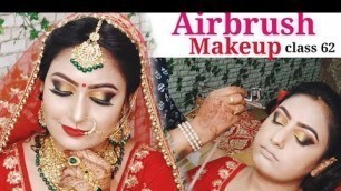 Airbrush से कैसे करे Bridal makeup।।Airbrushmakeup for beginner||kryolan Airbrush makeup (Hindi)